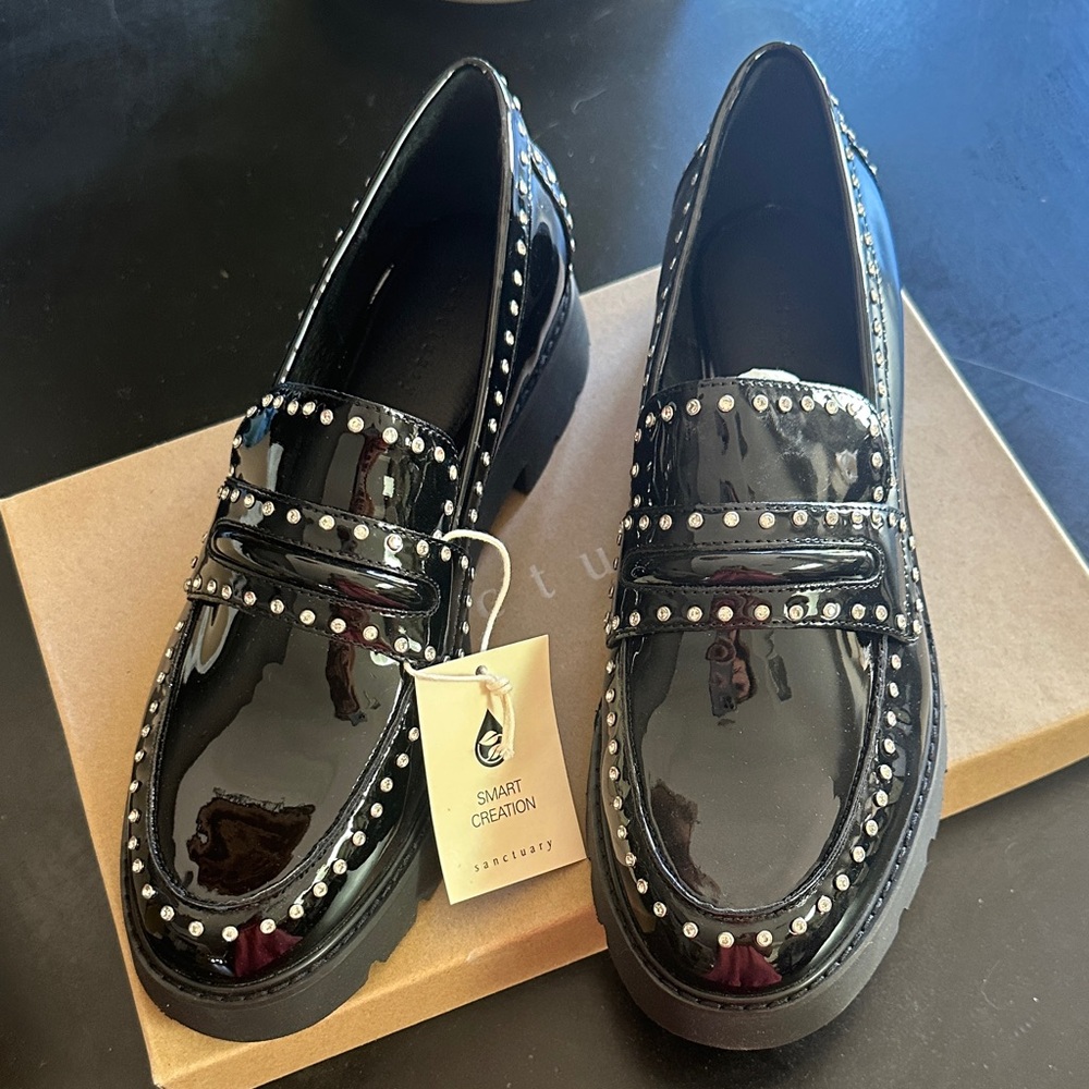 Sanctuary Black Patent Leather Loafers